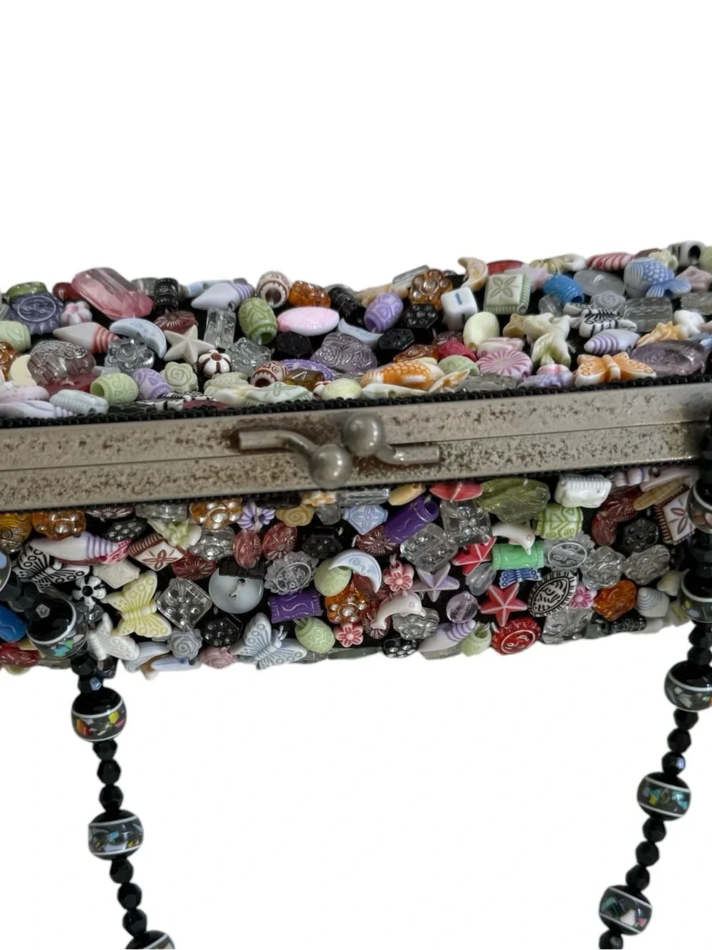 Vintage Y2K Far Nine Multi Colored Beaded Handbag Clutch Whimsical EUC